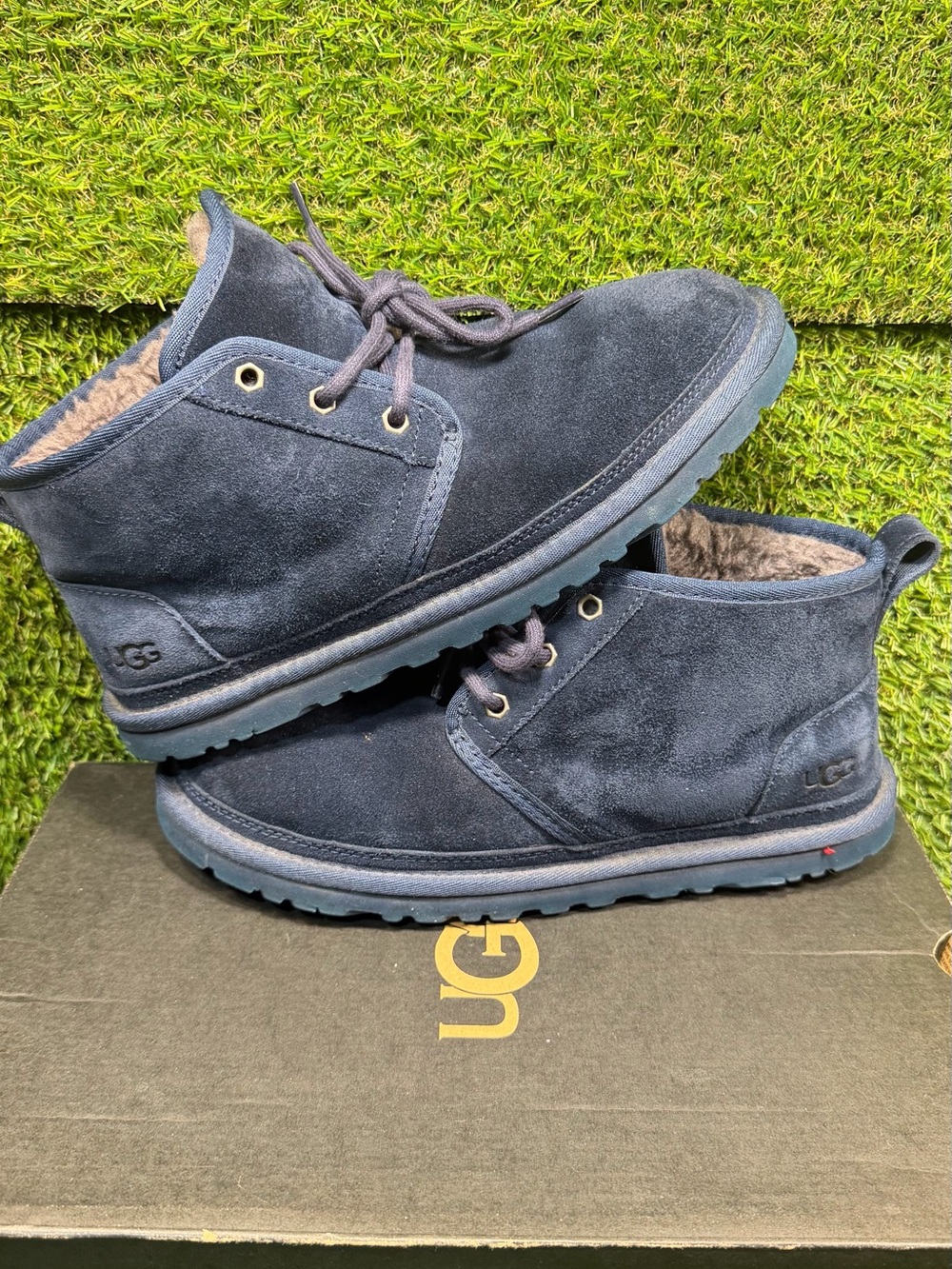 UGG Neumel Men’s Boots Size 8 Navy Blue Suede Lace Up Chukka 3236 with Box